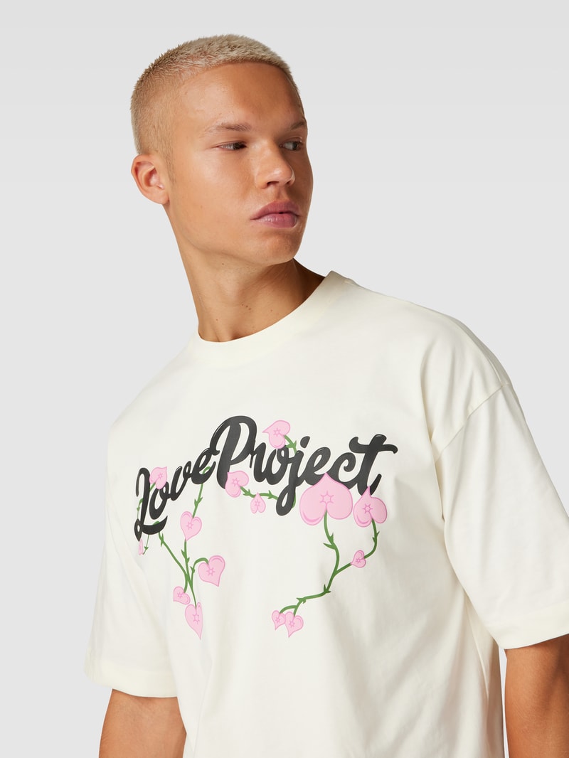 Oversized T-Shirt mit Motiv-Print in offwhite