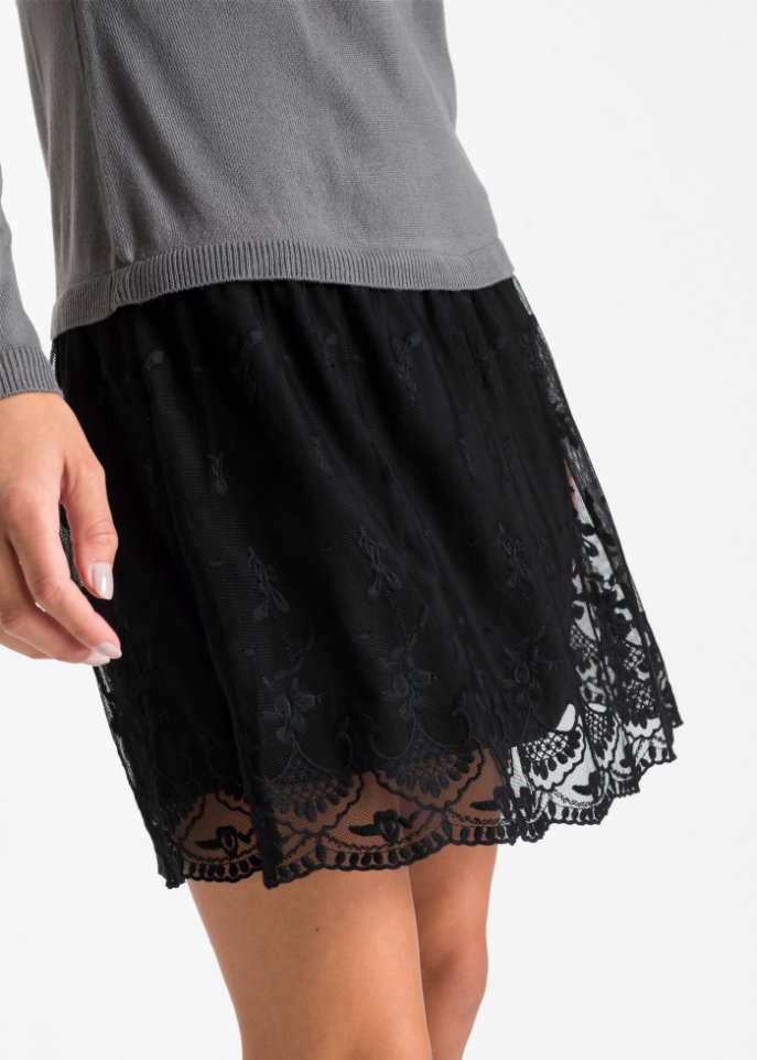 Strickkleid mit Spitzenrock