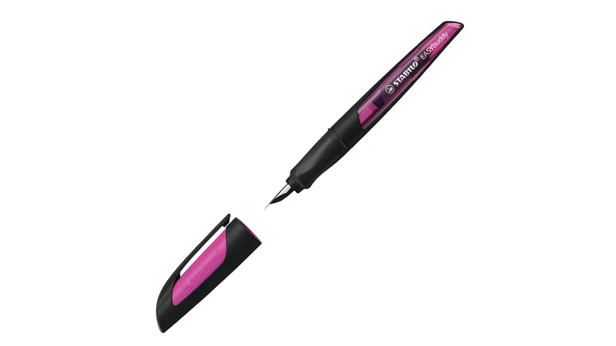 STABILO® EASYbuddy Füller mit Standart-Feder M in schwarz/magenta inklusive Patrone - Schreibfarbe blau (löschbar)