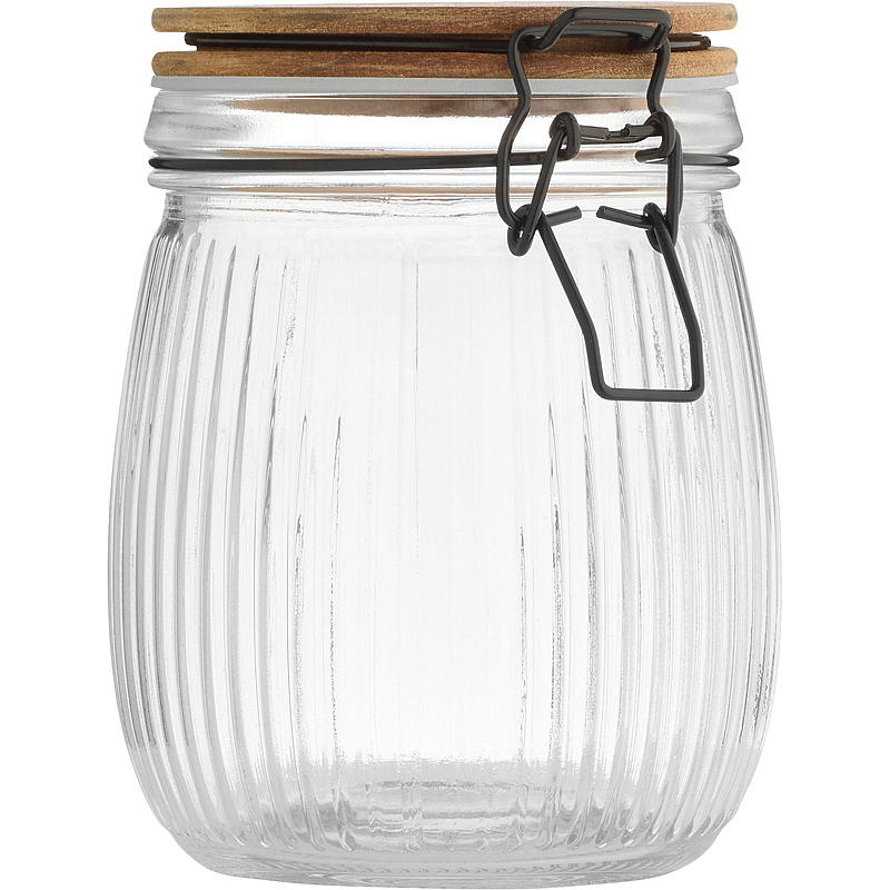 Cuisine Glasskrukke 1 l m/klipslokk i akasietre
