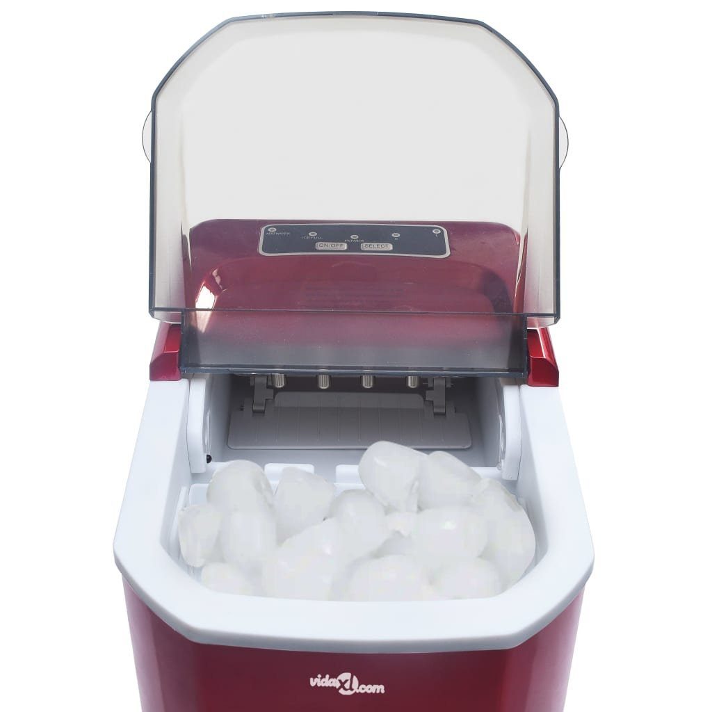 vidaXL Eiswürfelmaschine Eiswürfelbereiter Rot 1,4 L 15 kg / 24 h