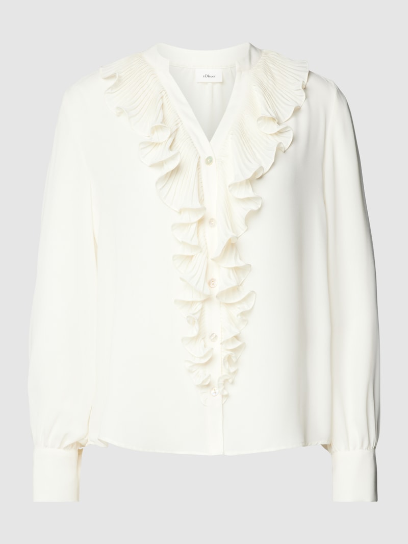 Bluse mit Volants in weiss