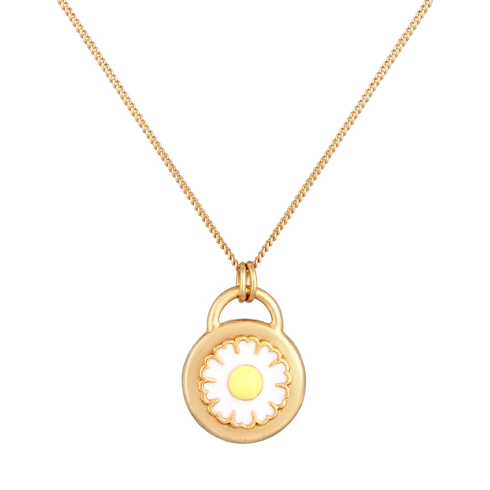 Elli Elli Collier Pendentif marguerite pour Femmes Ludique avec émail en argent sterli Bijoux