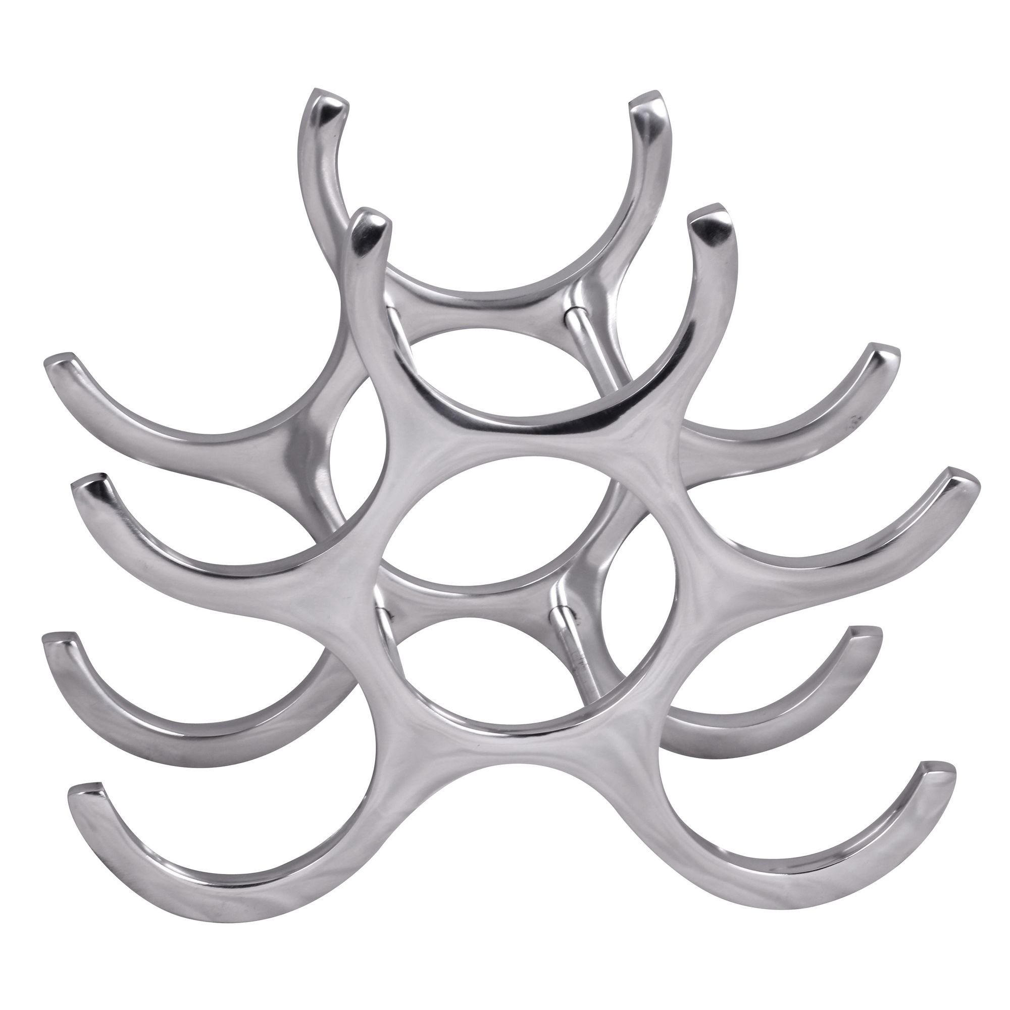 FINEBUY Weinregal FB37846, Aluminium Silber 29x24x14 cm 6 Flaschen modern, Flaschenregal Flaschenhalter Regal Flaschenständer