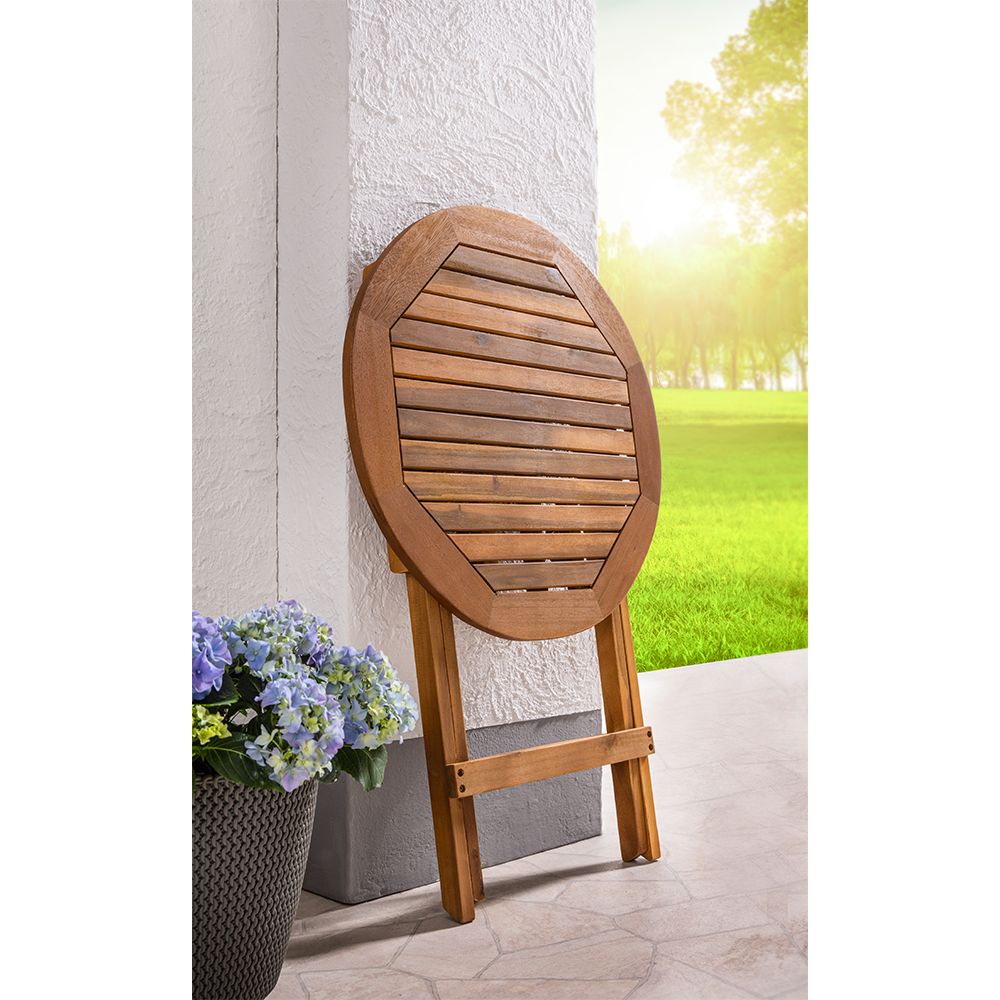 HC Garten & Freizeit Balkonset Klappstühle 3tlg. Klapptisch Ø 60cm Rund Akazie