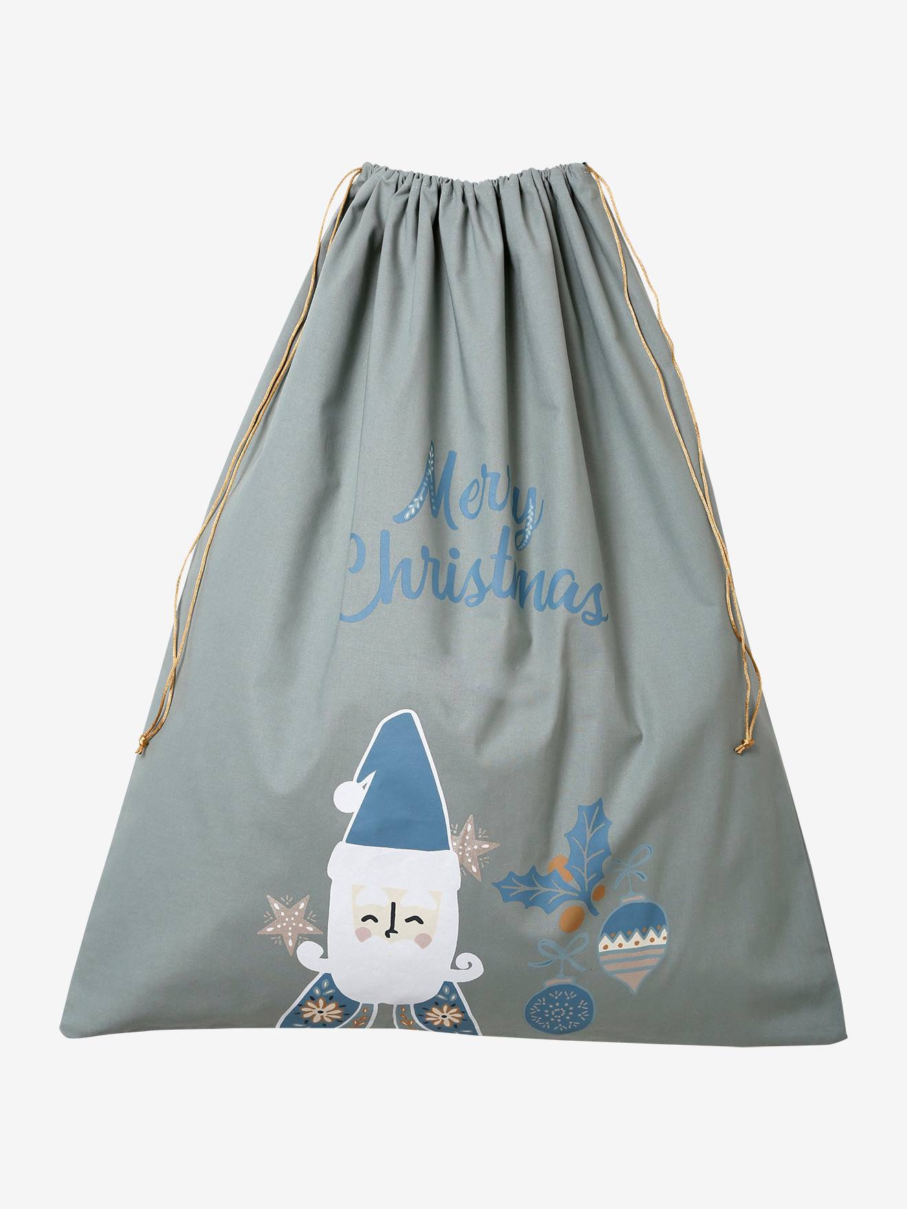 Sac à jouets Père Noël scandinave vert / bleu