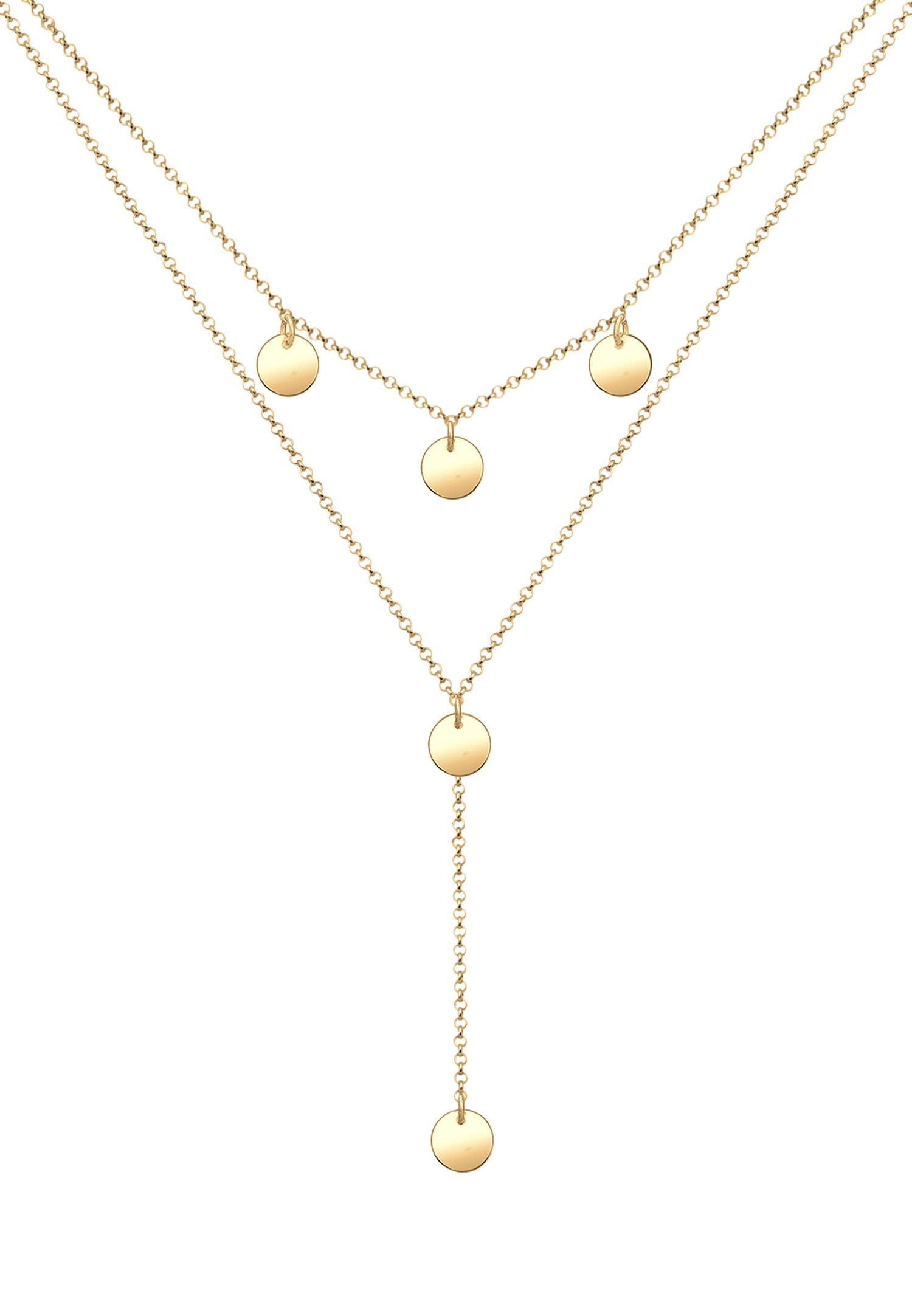 Płytka Elli Women's Y-Chain Geo Layered Circle Plaque ze srebra próby 925