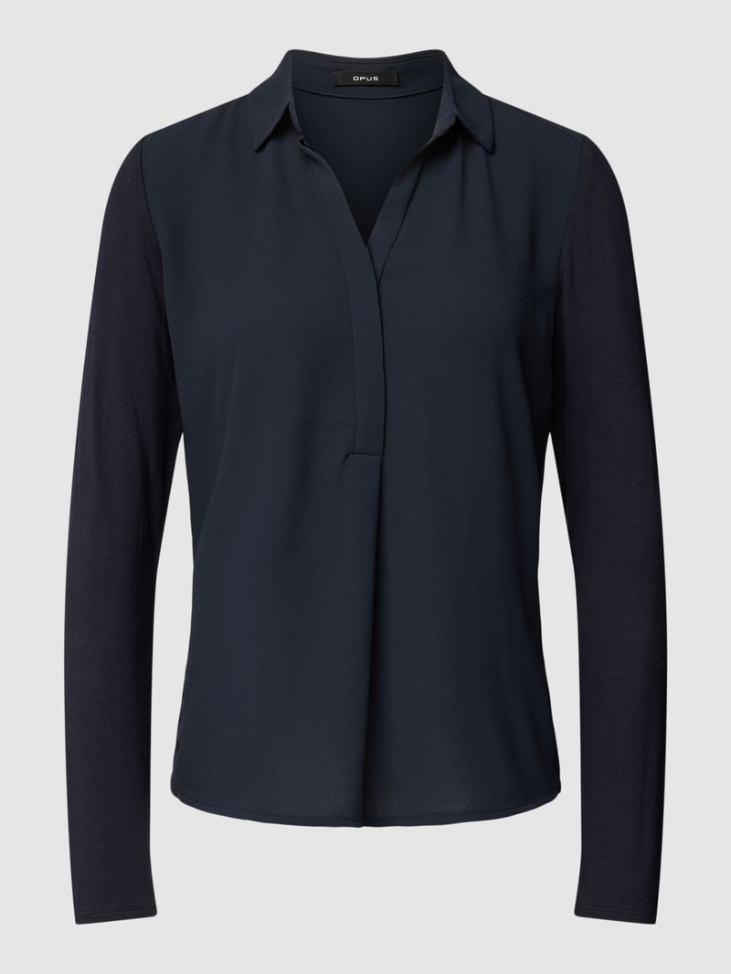Bluse mit V-Ausschnitt Modell 'Frera' in marineblau