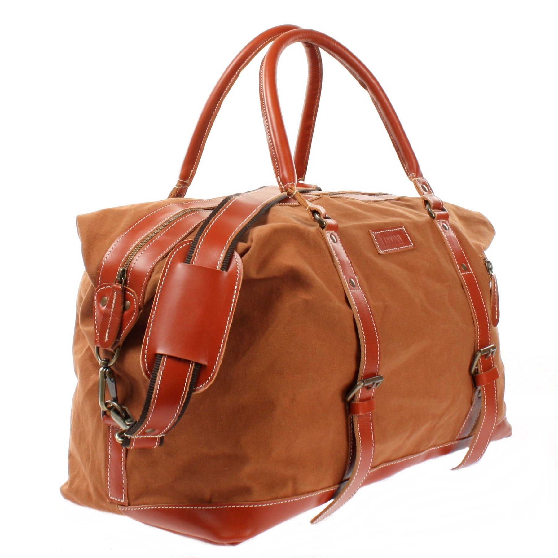 LECONI Weekender Reisetasche Handgepäck Leder Canvas LE2010