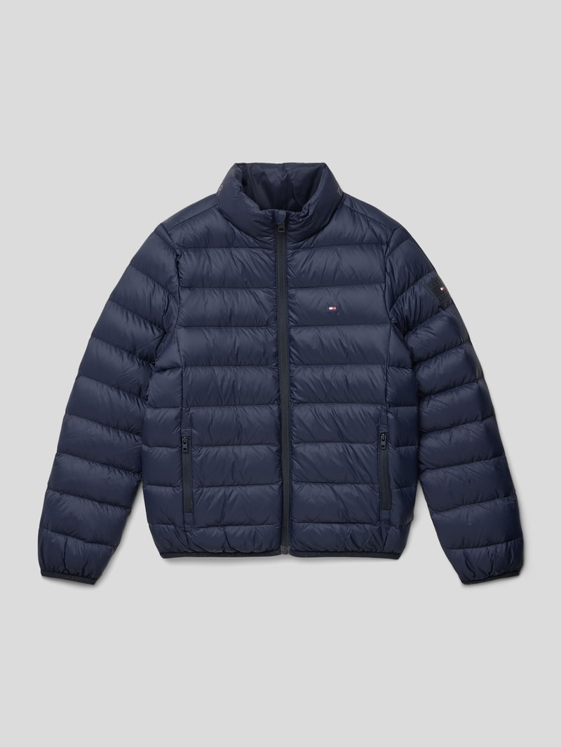 Daunenjacke mit Stehkragen in marineblau