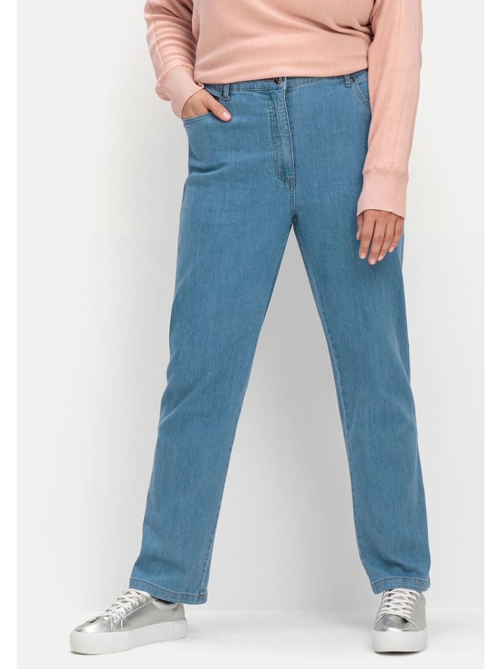 sheego Gerade Jeans in light blue Denim günstig kaufen