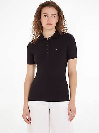 TOMMY HILFIGER Damen Poloshirt SLIM 5X2 RIB POLO