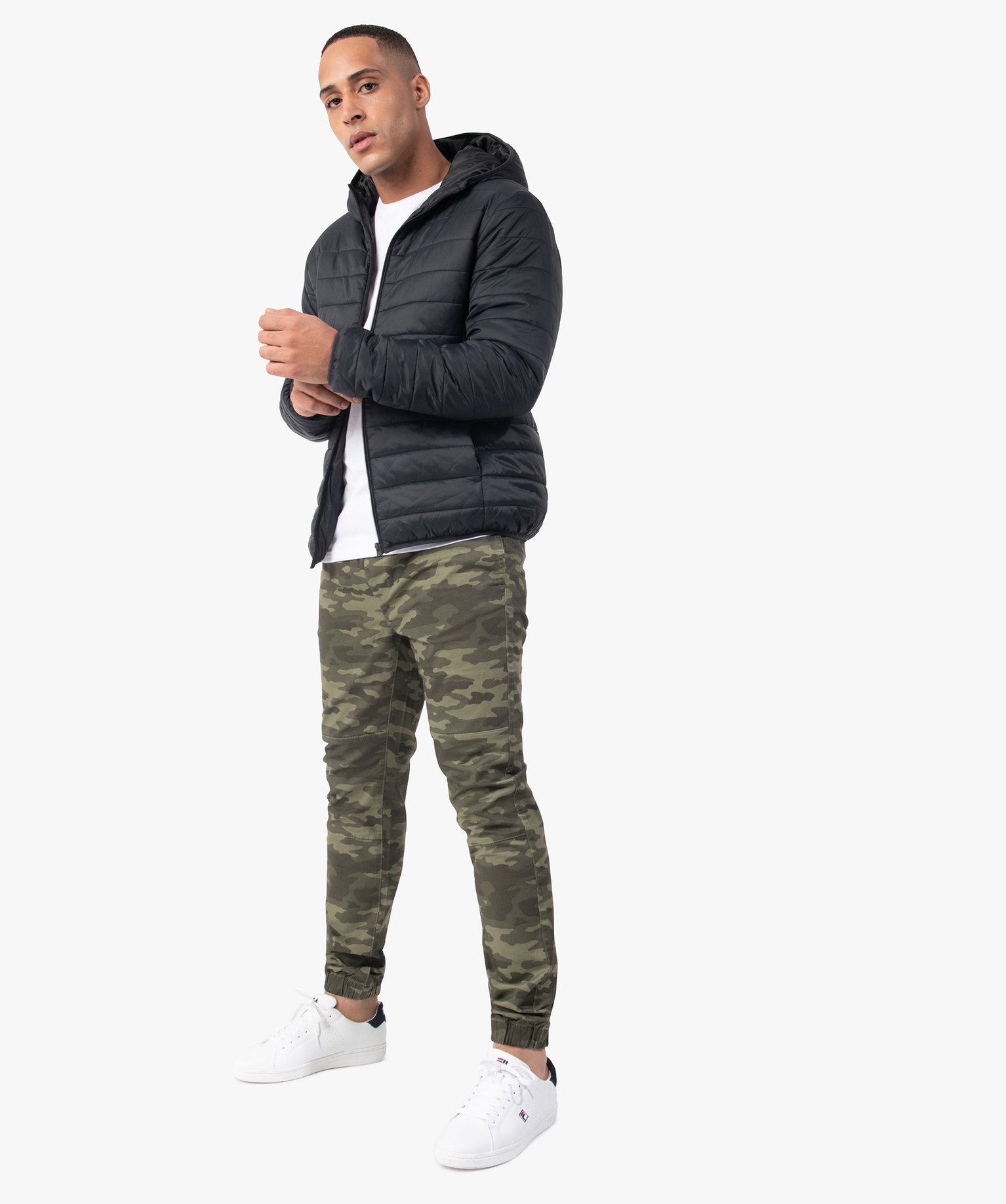 Doudoune homme fine avec capuche noir | GEMO