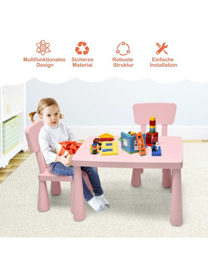 COSTWAY Sitzgruppe 3 tlg. Set in Rosa günstig kaufen 50 cm