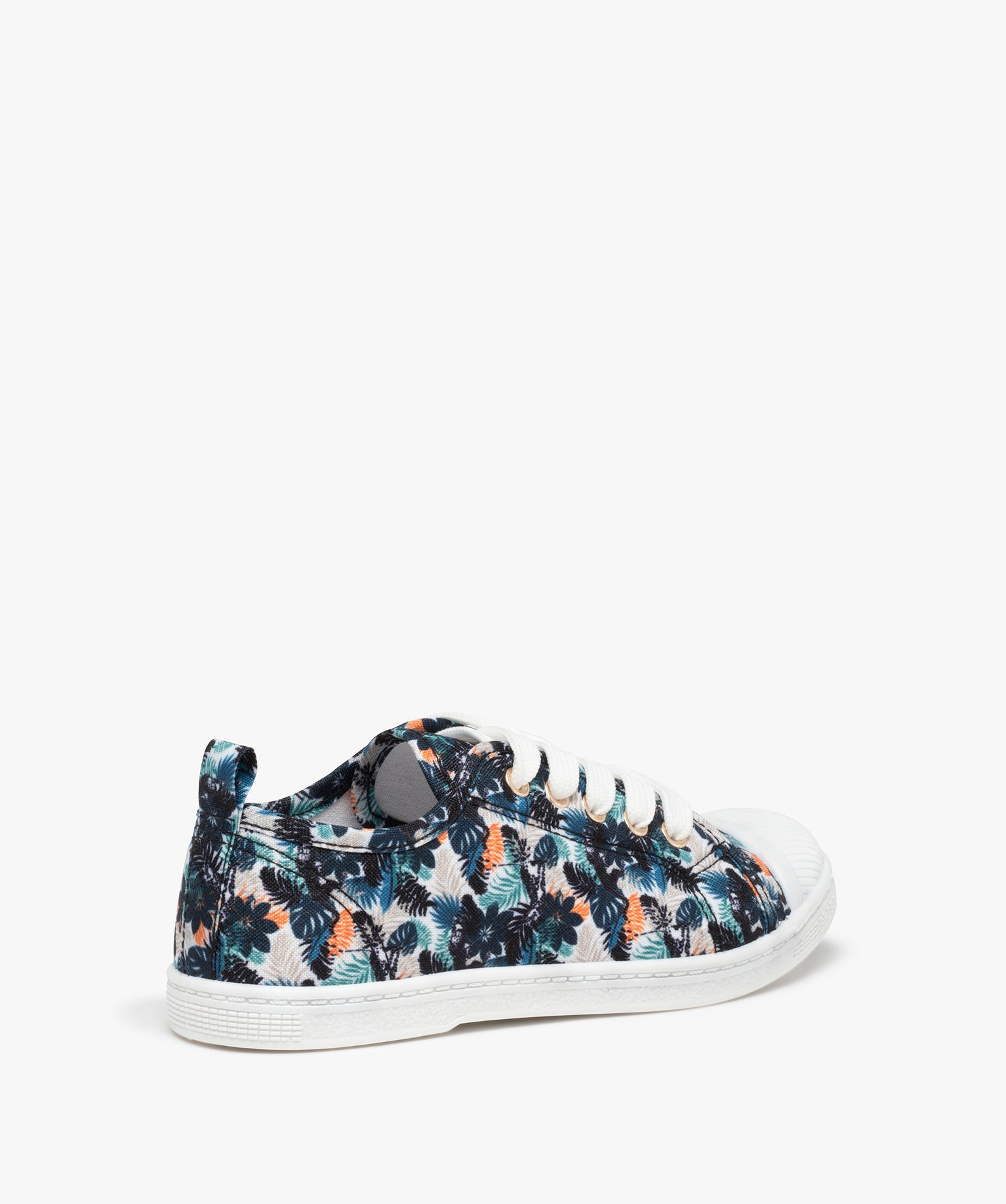 Baskets fille en toile à bout renforcé fermeture lacets bleu | GEMO