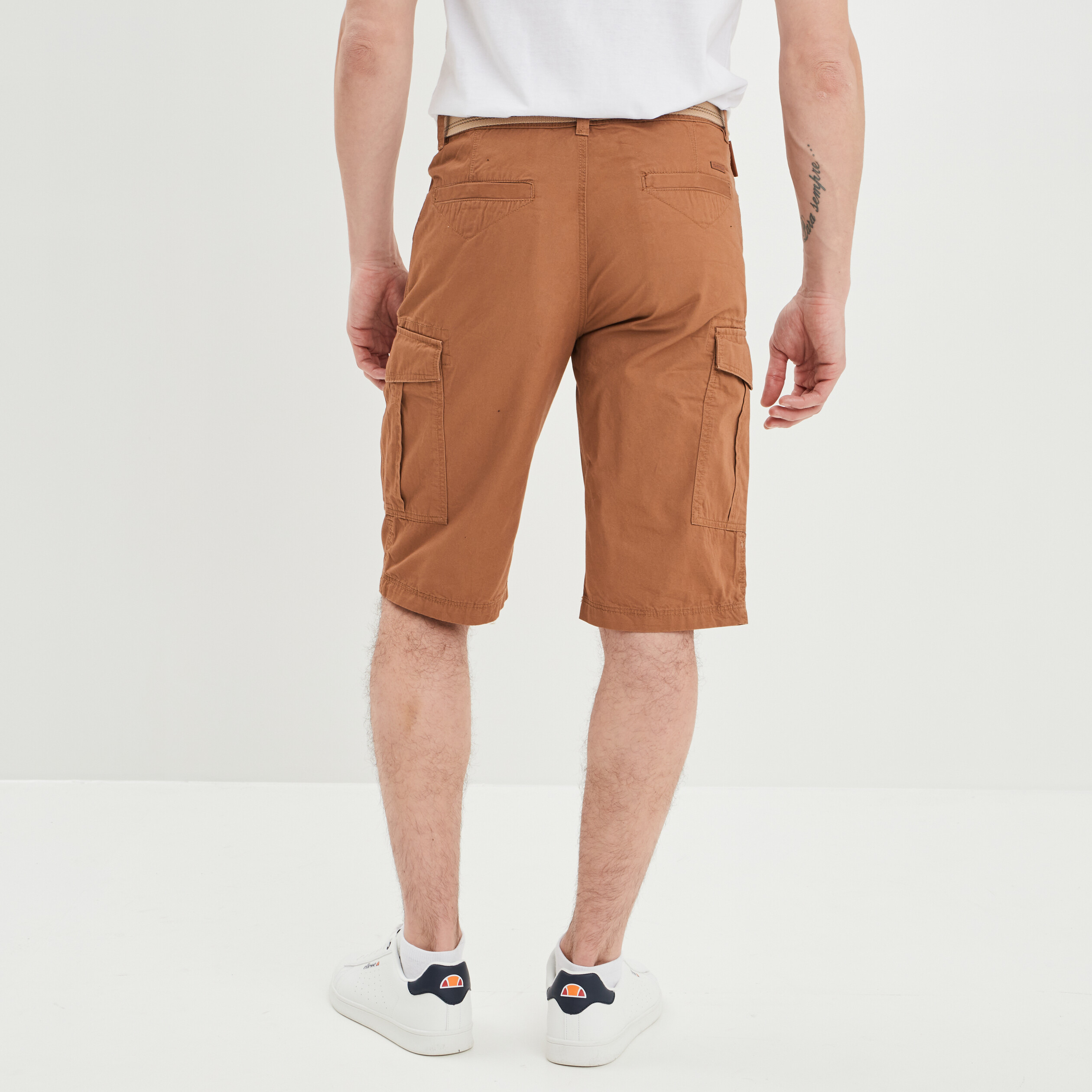 Bermuda cargo ceinturé marron clair homme | La Halle