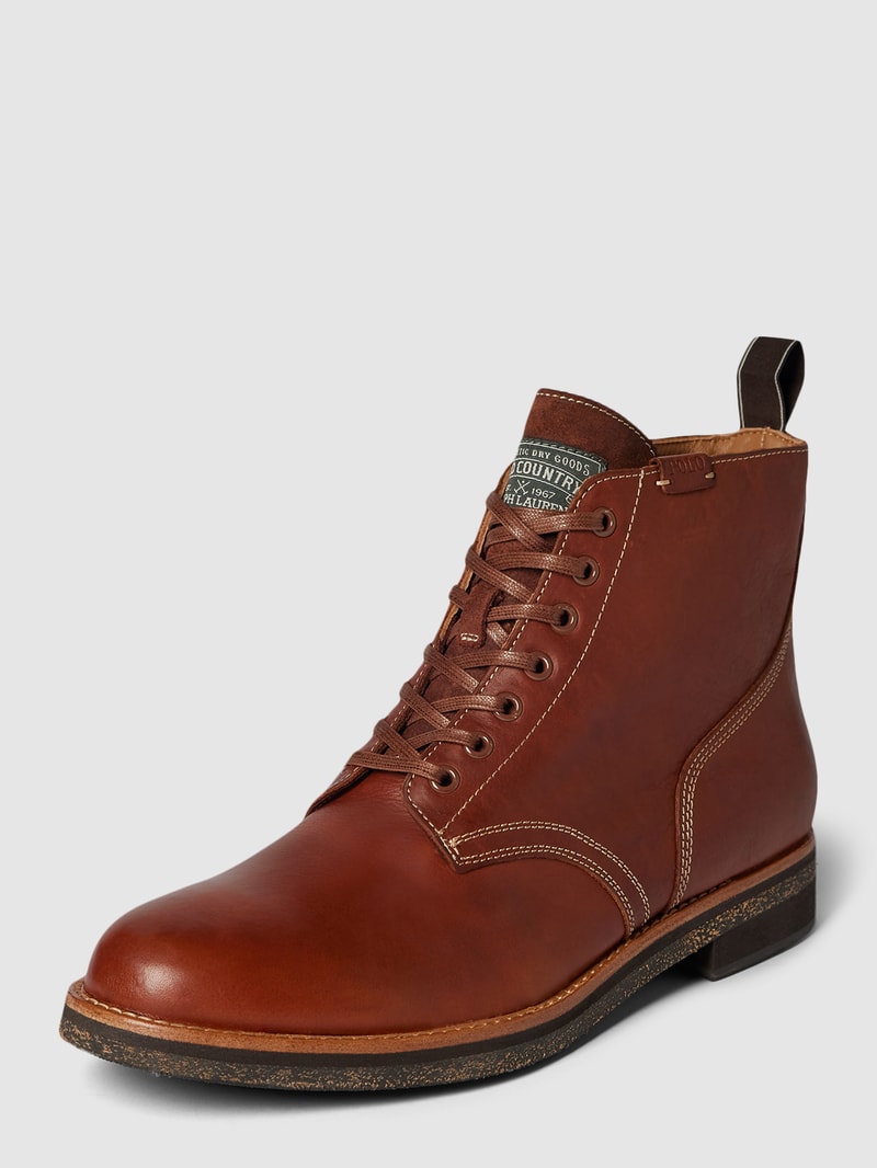 Schnürboots aus echtem Leder in cognac