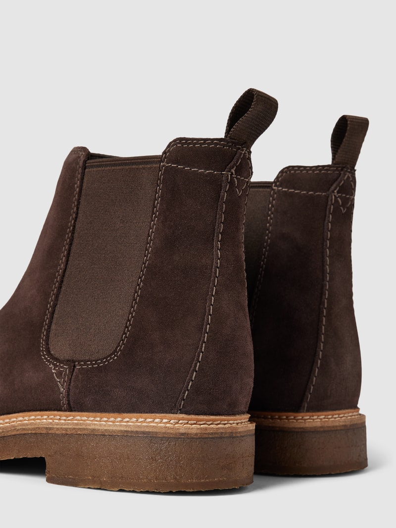 Chelsea Boots aus Leder-Mix in dunkelbraun
