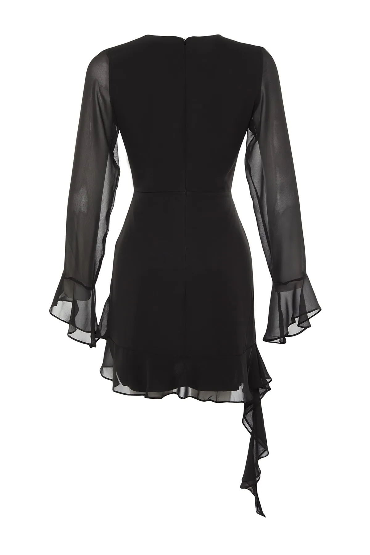 Trendyol Collection  Schwarzes elegantes Abendkleid aus Chiffon mit offener Taille/Skater-Futter TPRSS23EL00160