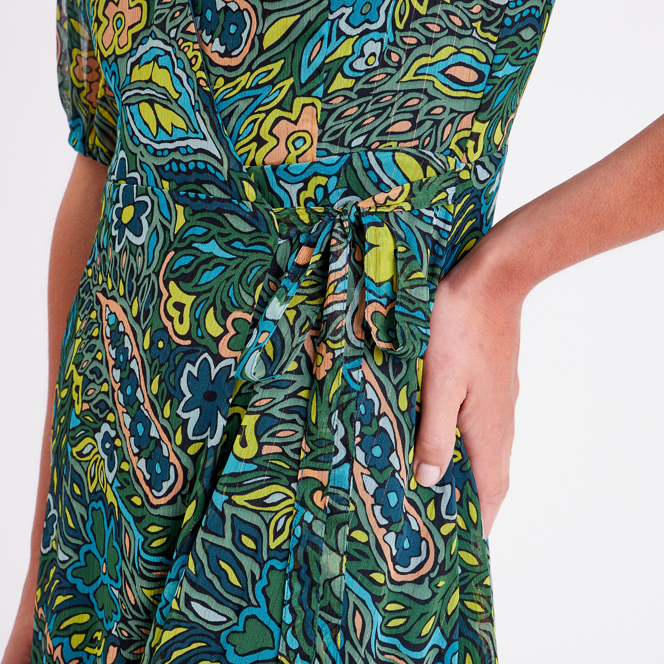 Robe longue portefeuille noir femme | Cache Cache