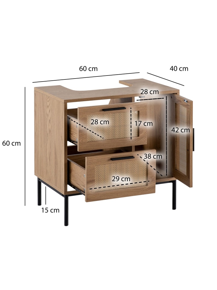KADIMA DESIGN Waschbeckenunterschrank Eiche-Optik 60x60x40 cm mit Tür und günstig kaufen onesize