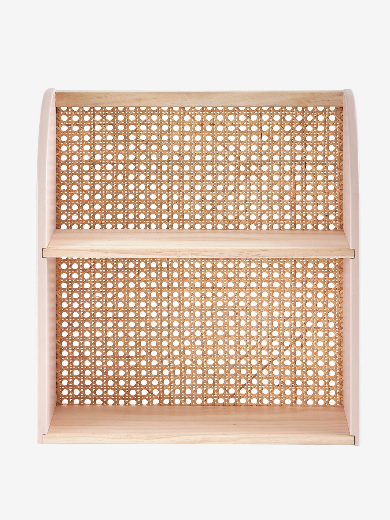 Vertbaudet Kinderzimmer Wandregal mit Rattan POESIE - rosa/natur