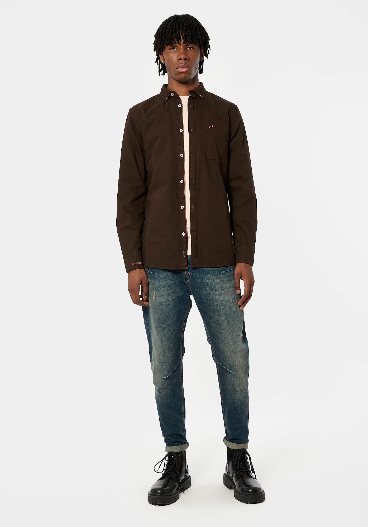 TOMEK  Chemise marron Homme en 100% coton