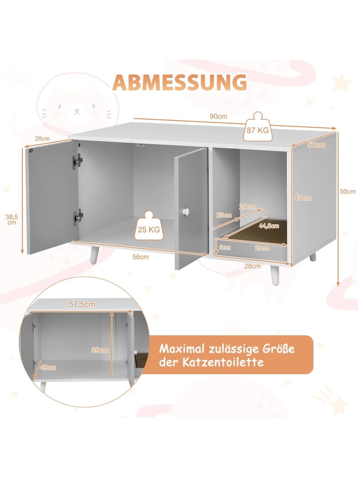 COSTWAY Katzenschrank mit Kratzbrett in Grau günstig kaufen 50 cm