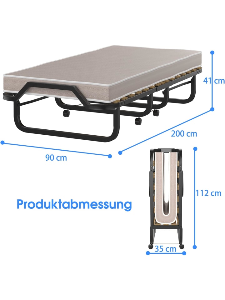 COSTWAY Gästebett 90x200cm mit Matratze in Beige günstig kaufen 200 cm
