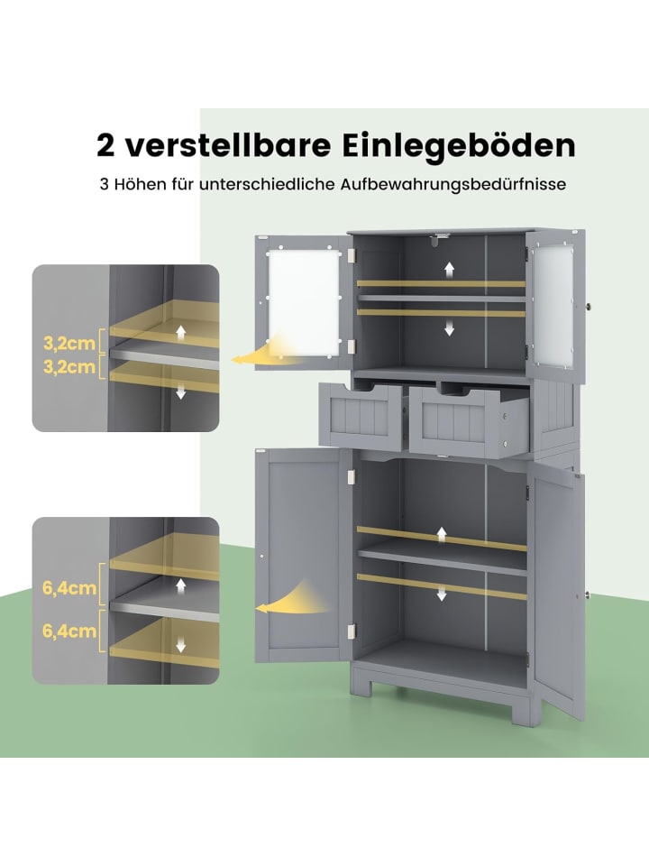 COSTWAY Badschrank mit 2 Schubladen in Grau günstig kaufen onesize