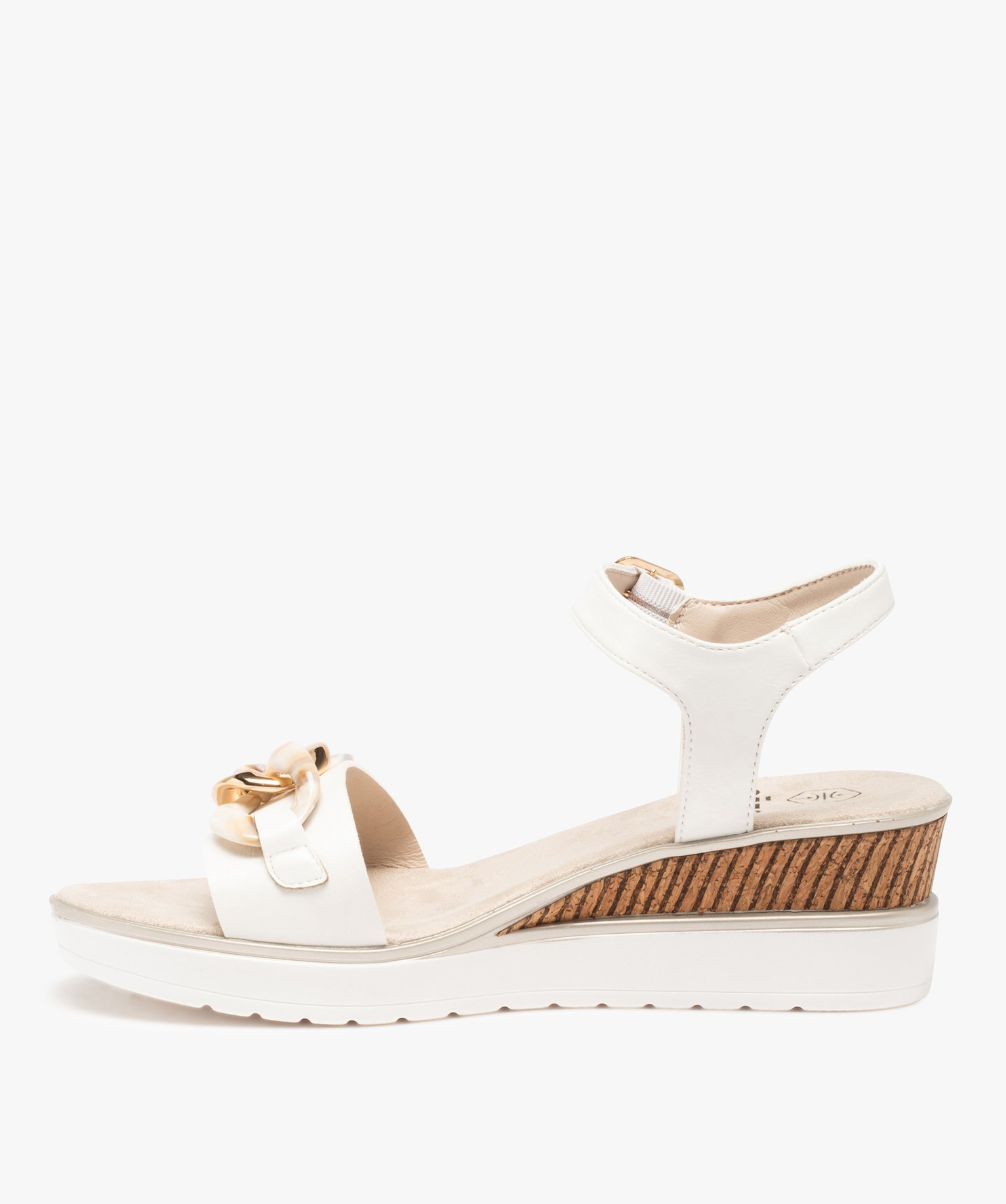 Sandales femme à talon compensé et maillons chane blanc | GEMO