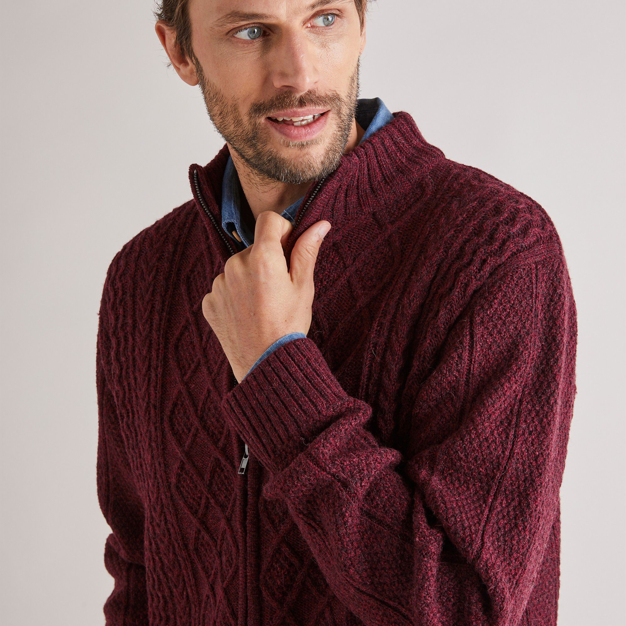 Gilet zippé maille irlandaise