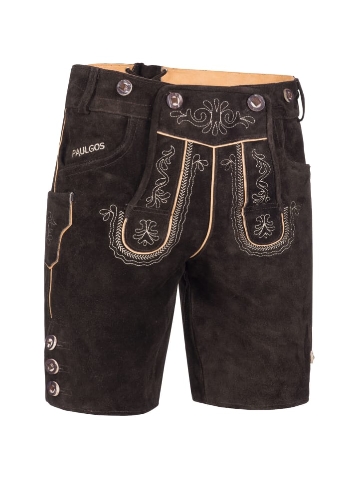 PAULGOS Lederhose Kurz Echtleder HK2 in Dunkelbraun günstig kaufen