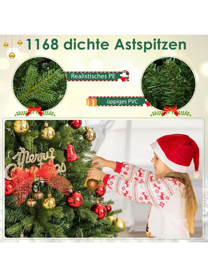 COSTWAY Künstlicher Weihnachtsbaum LED in Grün günstig kaufen 180 cm