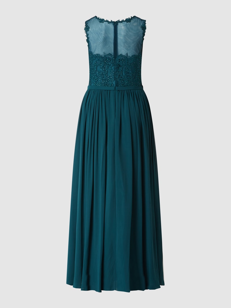 PLUS SIZE Abendkleid mit Strasssteinen in dunkelgrün