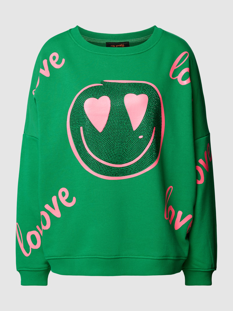 Sweatshirt mit Motiv-Print Modell 'LOVE HARDFACE' in grün