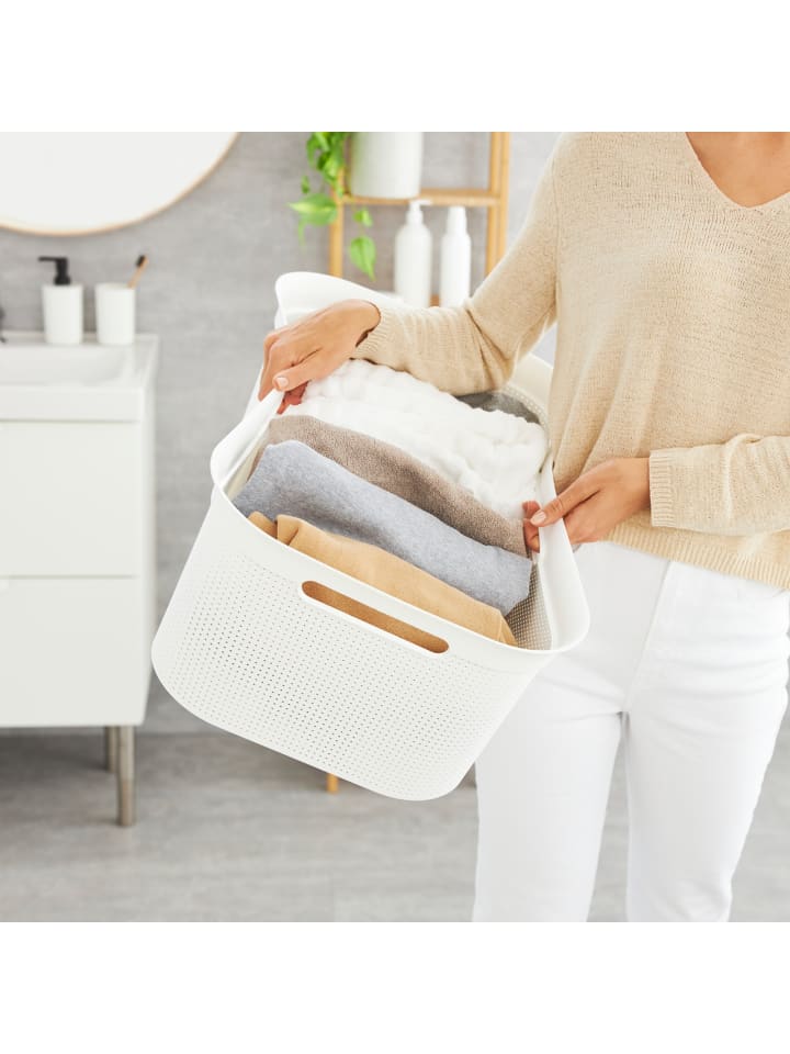 Rotho Brisen Wäschekiste 40l mit 4 Griffen in Weiß günstig kaufen onesize