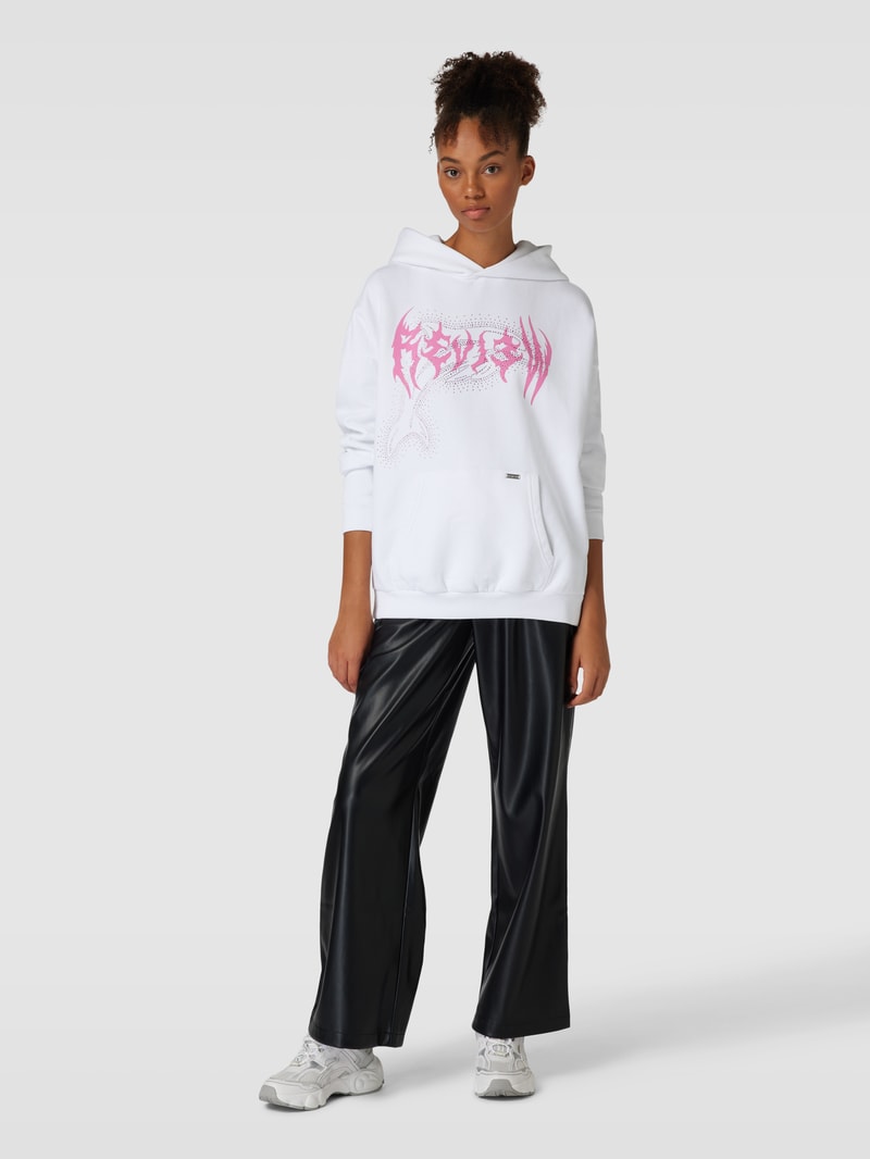 Hoodie mit Label-Print Modell 'LOVE' in weiß