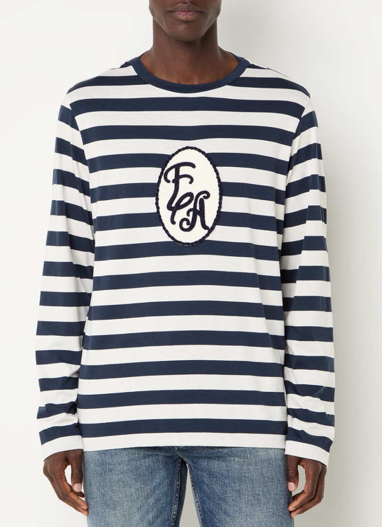 Camicia a maniche lunghe Emporio Armani a righe con logo ricamato