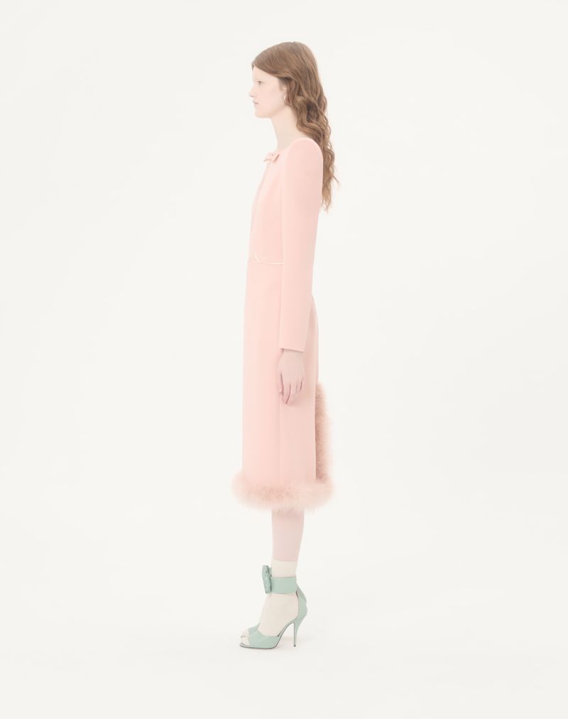 Vestido midi Cady Couture com penas