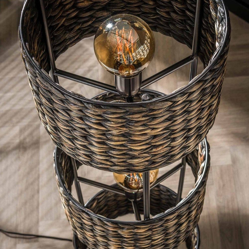 famlights Stehlampe, Stehleuchte Karla in Schwarz und Nickel aus Wasserhyazinthe E27, keine Angabe, Leuchtmittel enthalten: Nein, warmweiss, Stehlampe, Standlampe