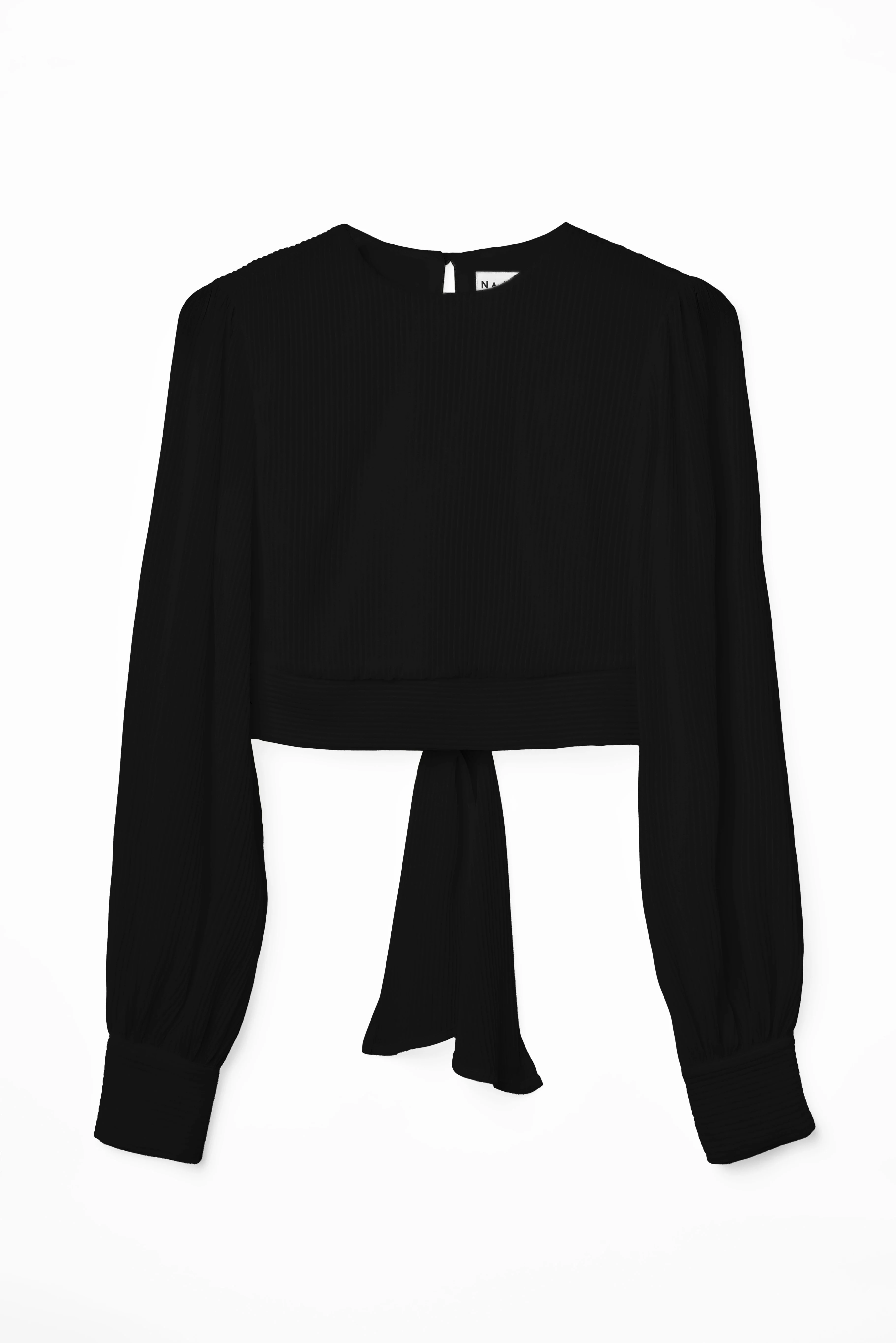 Bluse aus Plissee zum Binden am Rücken