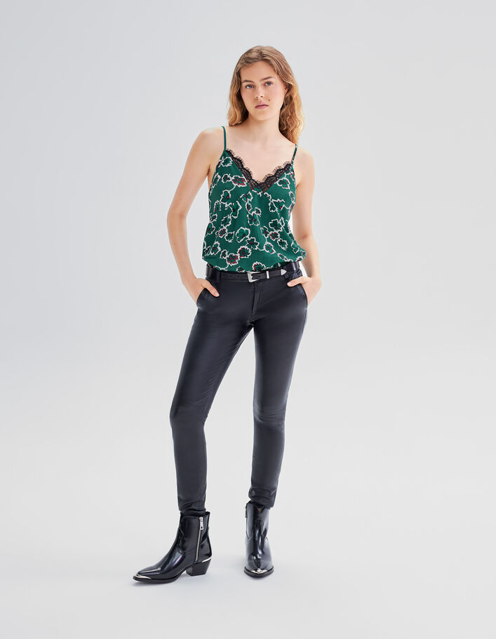 Top vert esprit lingerie imprimé maxi floral Femme