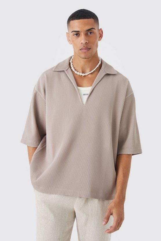 Kastiges Oversize Hemd mit V-Ausschnitt