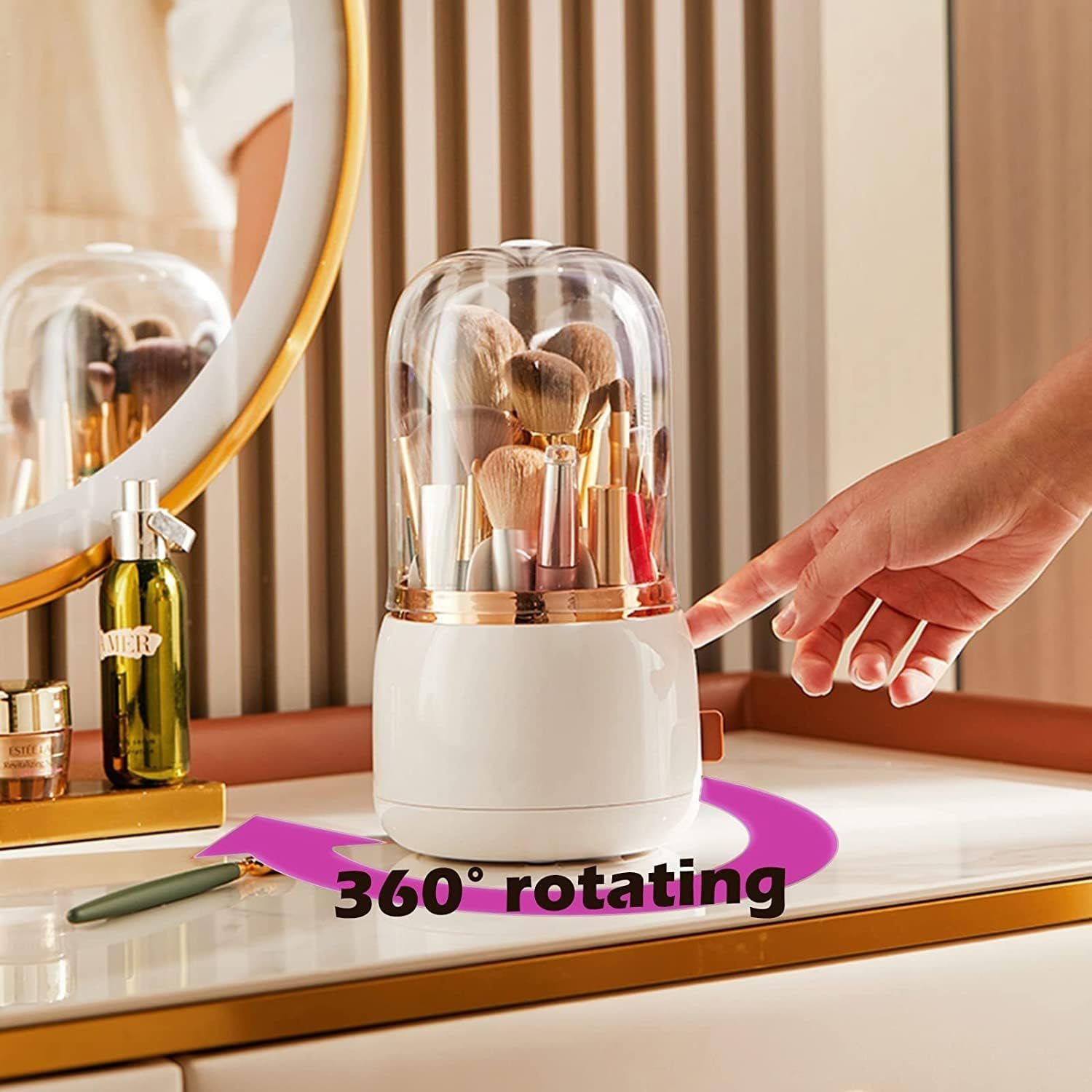 Runxizhou Kosmetikkoffer Make-up-Pinselhalter 360 Rotatierbar Wasserdicht Organizer (weiß)