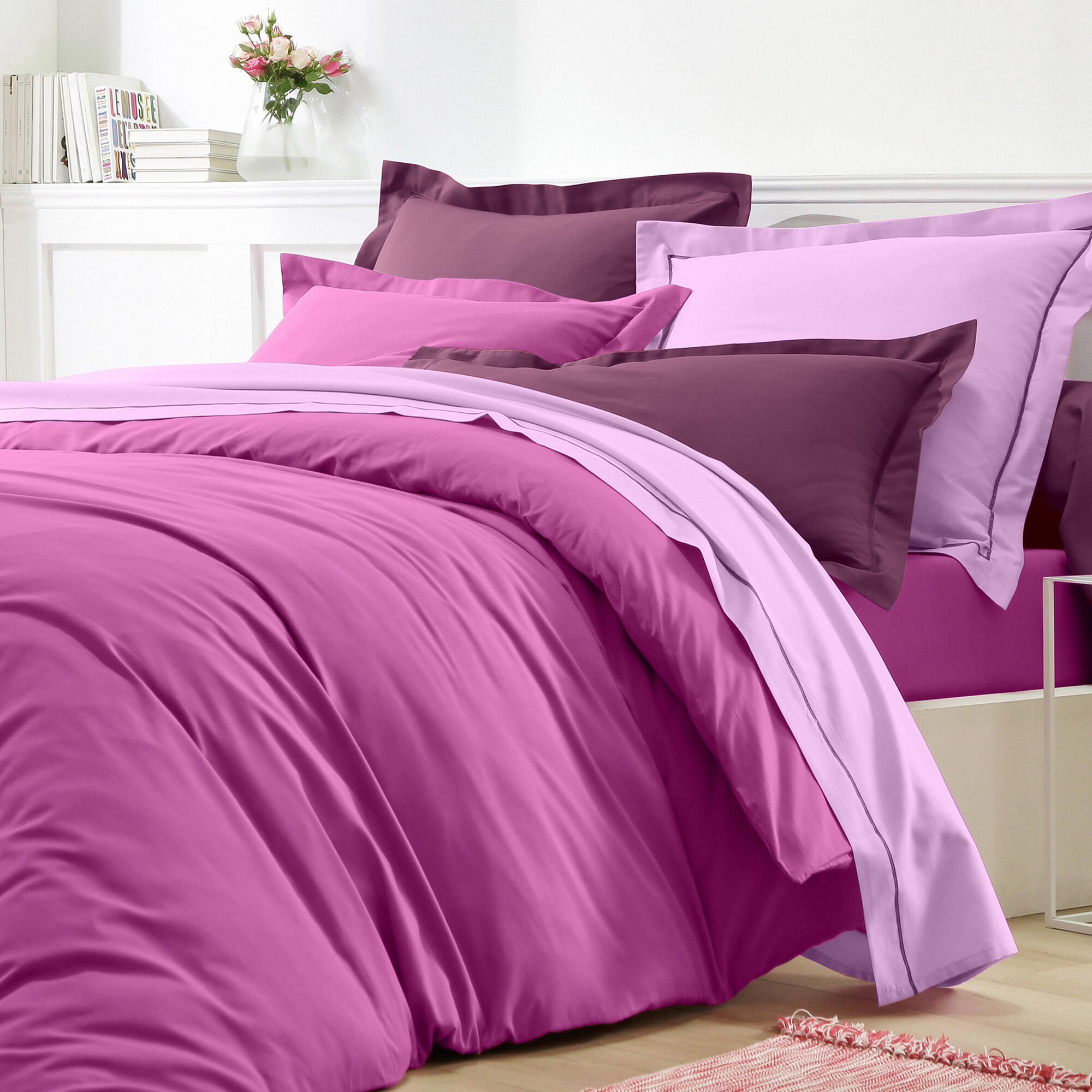 Linge de lit uni polyester-coton Colombine