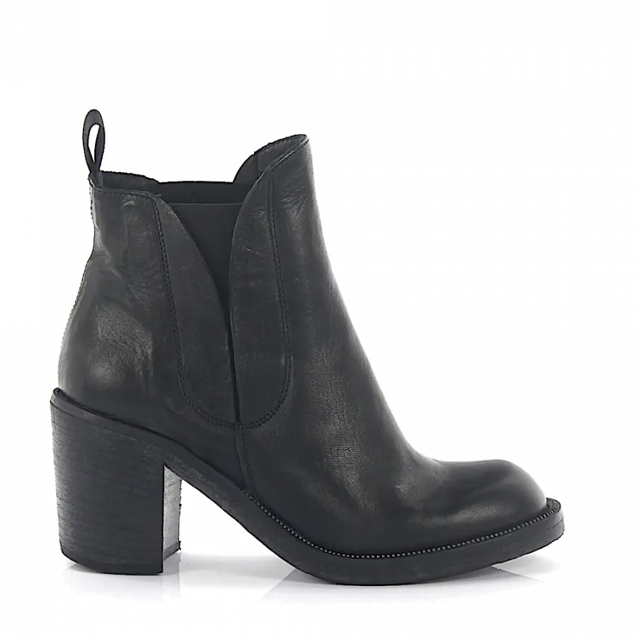 ROSS B. - Cowboy-/ Bikerstiefeletten Kalbsleder Stretch schwarz - schwarz