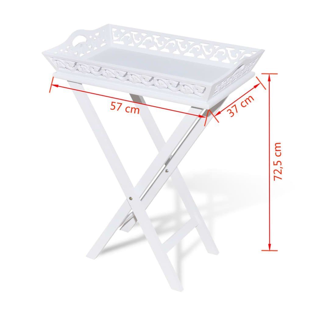 vidaXL Beistelltisch Serviertisch/Beistelltisch mit Tablett Weiß (1-St)
