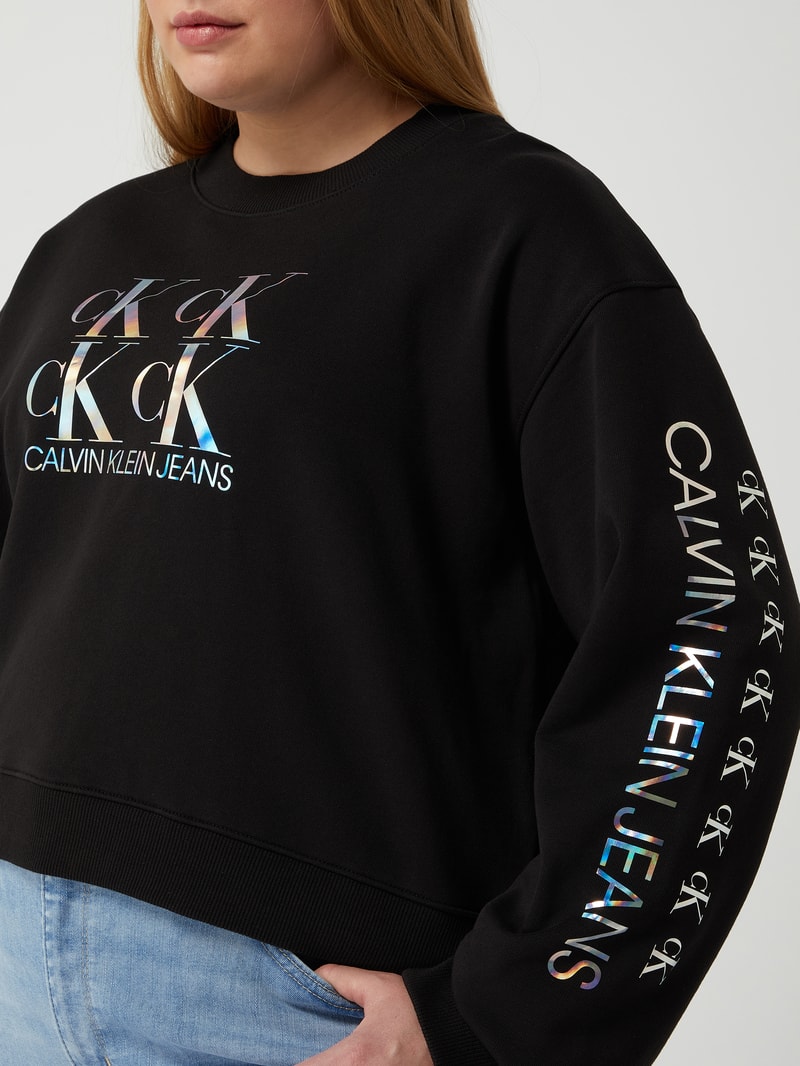 PLUS SIZE Cropped Sweatshirt aus Bio-Baumwolle in schwarz