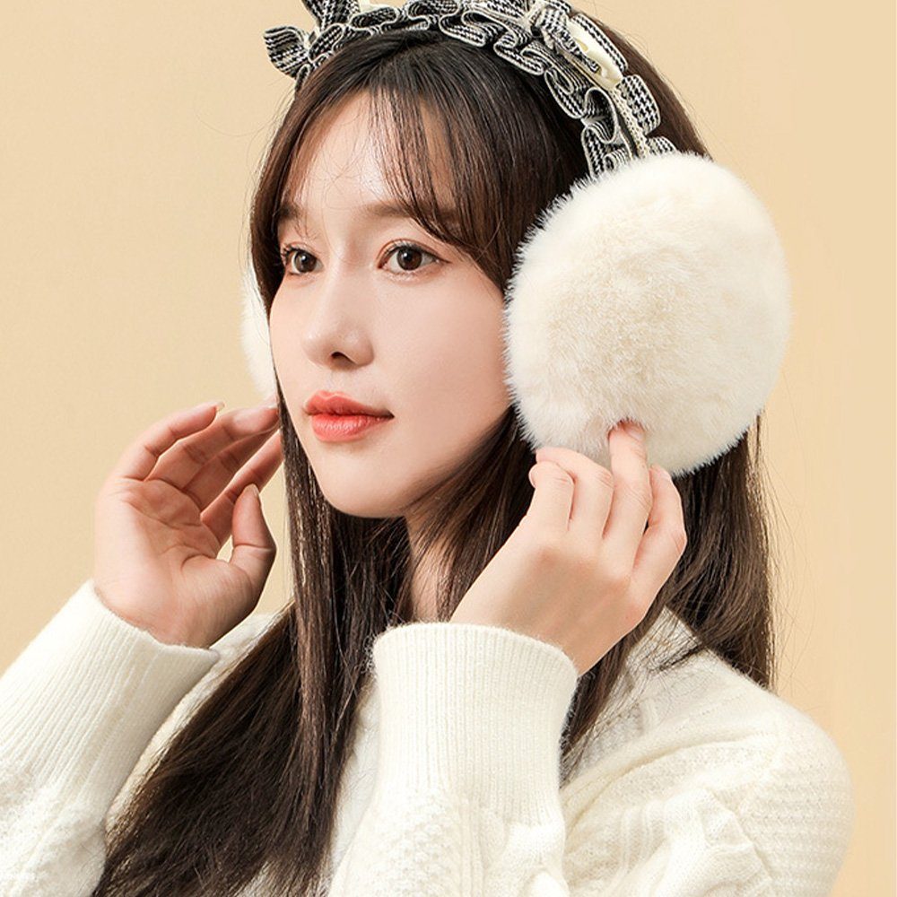 aikidio Ohrenwärmer Faltbare Hahnentritt Plüsch-Ohrenwärmer Damen (1-St) (1-St) Warme Weiche Ohrenschutz Outdoor Faux Fur Earmuffs